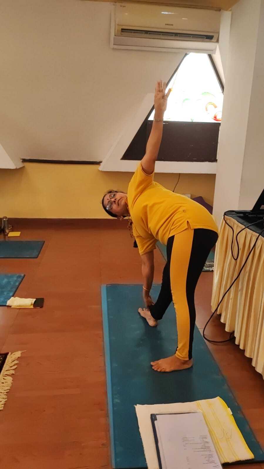 Yoga class in session